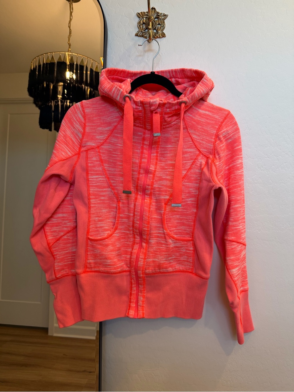 Zella Coral Heather Hooded Zip Utility Jacket